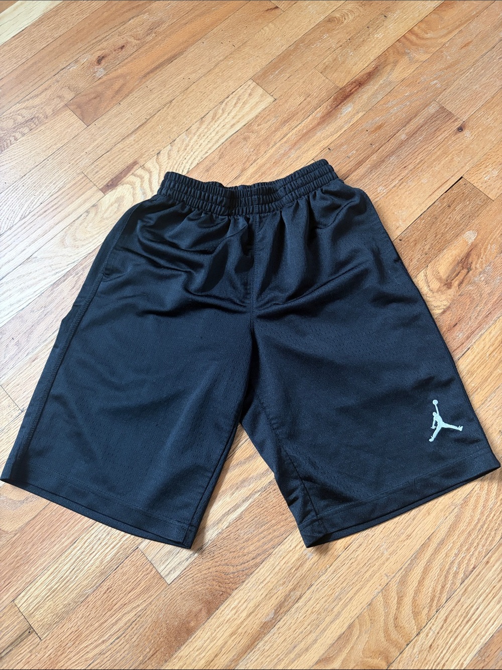 jordan basketball mesh shortd black white jumpman kids sz 10-12 medium